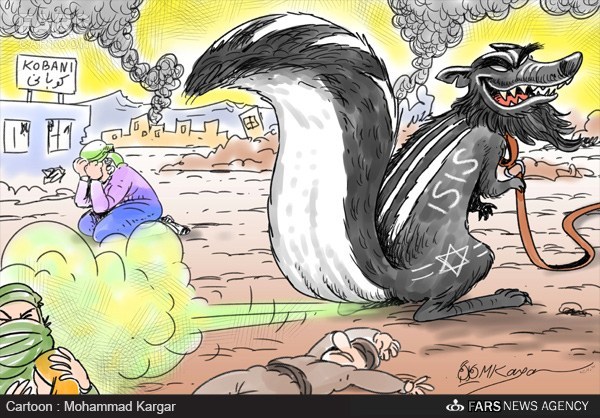 کاریکاتور: حمله شیمیایی حیوان بدبوی دست آموز جبهه غربی عربی به کوبانی