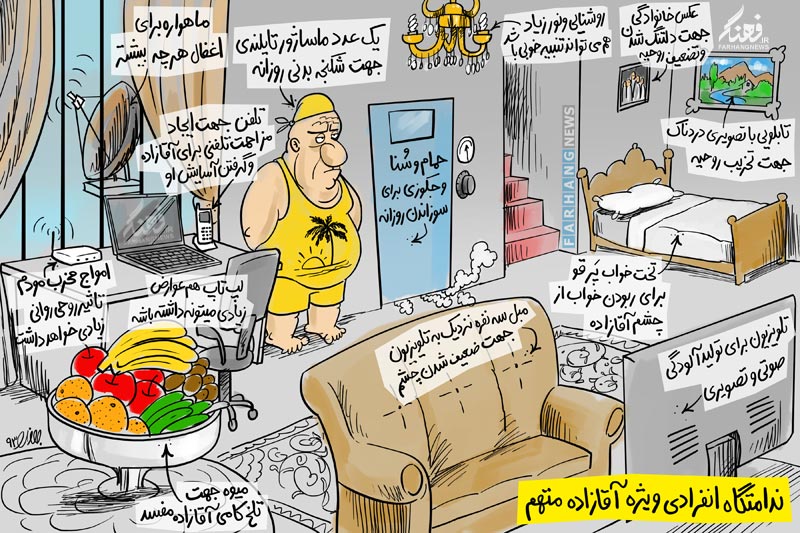 کاریکاتور/ اولین تصویر از زندان انفرادی آقازاده متهم