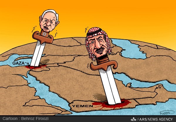 کپی کاری آل سعود از رژیم صهیونیستی! /کاریکاتور