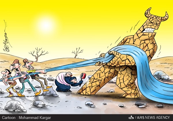 کاریکاتور: غول خشکسالی تهدیدی برای رودهای ایران