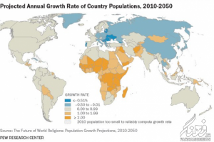 کمترین و بیشترین رشد جمعیت جهان متعلق به کدام مناطق است؟+نقشه