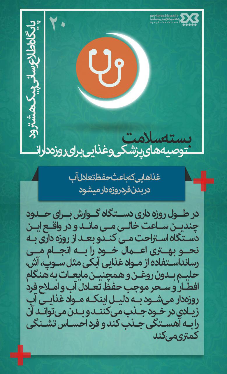 پوستر: غذاهائی برای حفظ تعادل آب در بدن روزه داران