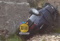 شهروند خبرنگار/ سقوط خودرو از دیوار حایل جاده قدیم قره چمنِ هشترود