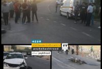 شهروند خبرنگار/ حادثه برخورد خودرو با موتور در جاده ی دامناب هشترود با 2 مصدوم