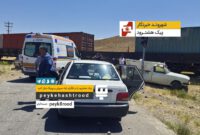 شهروند خبرنگار/ برخورد وانت با قطار در جاده مراغه به قره آغاج در گذرگاه ریلی ایستگاه راه آهن هشترود